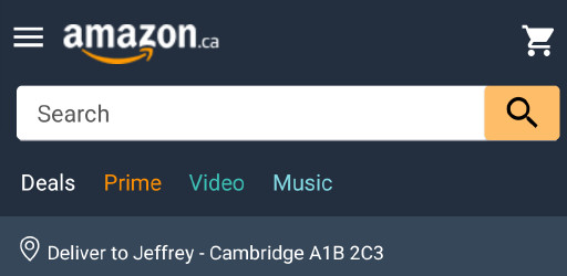 A screenshot of Jeffrey Polasz's Amazon UI recreation in React Native.