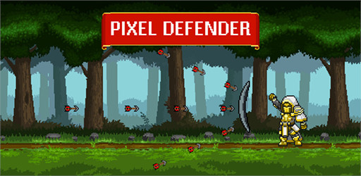 The mobile game Pixel Defender's Google Play featured image.